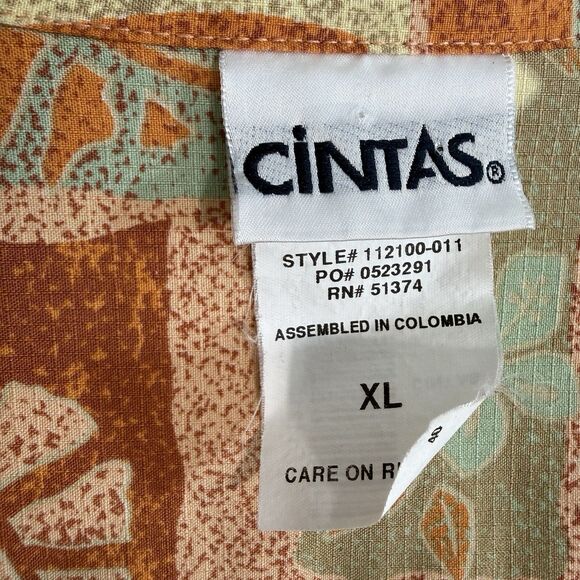 Cintas Uniform Palms Leaves Pastel Hawaiian Shirt size XL 54 x 31 Mens Polyester - Picture 3 of 6